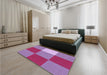 Patterned Medium Violet Red Pink Rug in a Bedroom, pat722pur