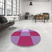 Round Patterned Medium Violet Red Pink Rug in a Office, pat722pur