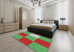 Patterned Green Novelty Rug in a Bedroom, pat722