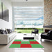 Square Patterned Green Novelty Rug in a Living Room, pat722