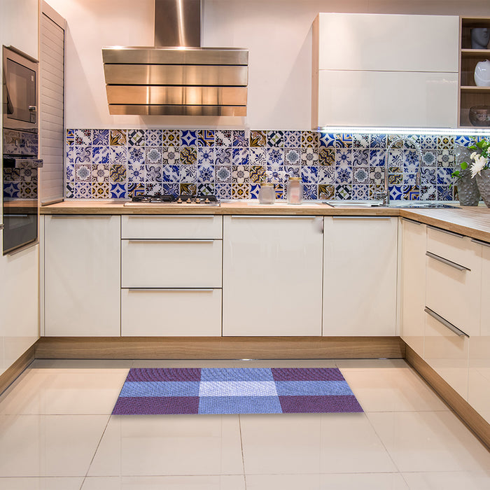 Patterned Sky Blue Rug in a Kitchen, pat723blu