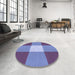 Round Patterned Sky Blue Rug in a Office, pat723blu