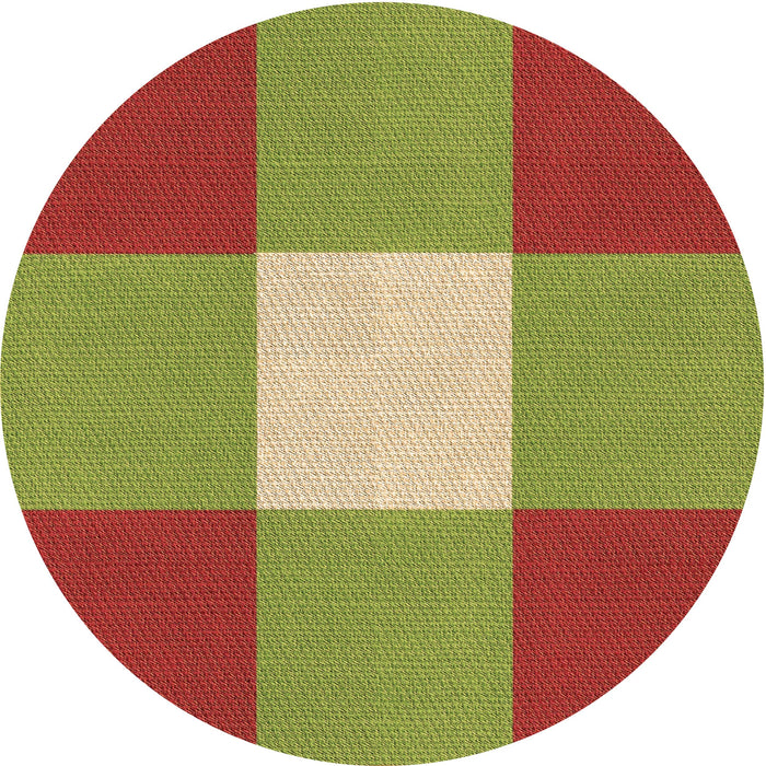 Square Patterned Green Rug, pat723brn