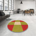 Round Patterned Orange Gold Rug in a Office, pat723org