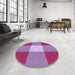 Round Patterned Orchid Purple Rug in a Office, pat723pur