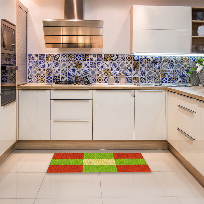 Patterned Pistachio Green Rug in a Kitchen, pat723yw