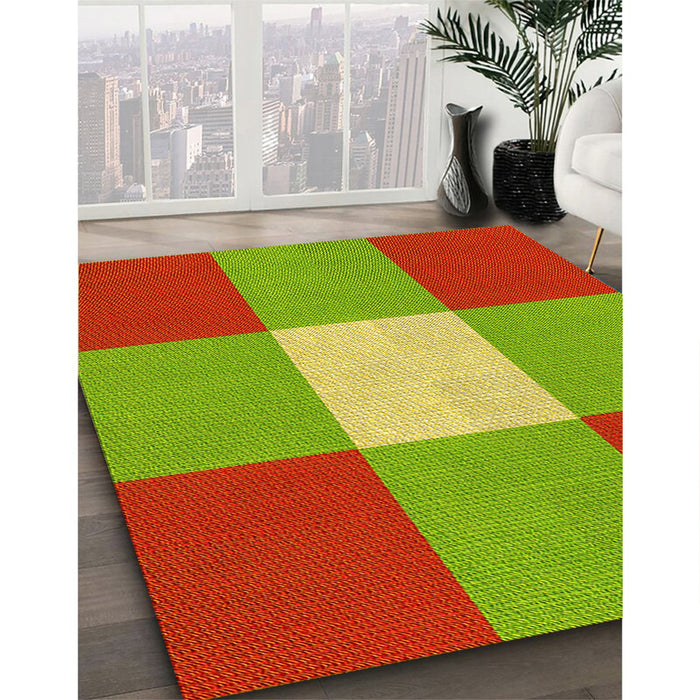Patterned Pistachio Green Rug in Family Room, pat723yw