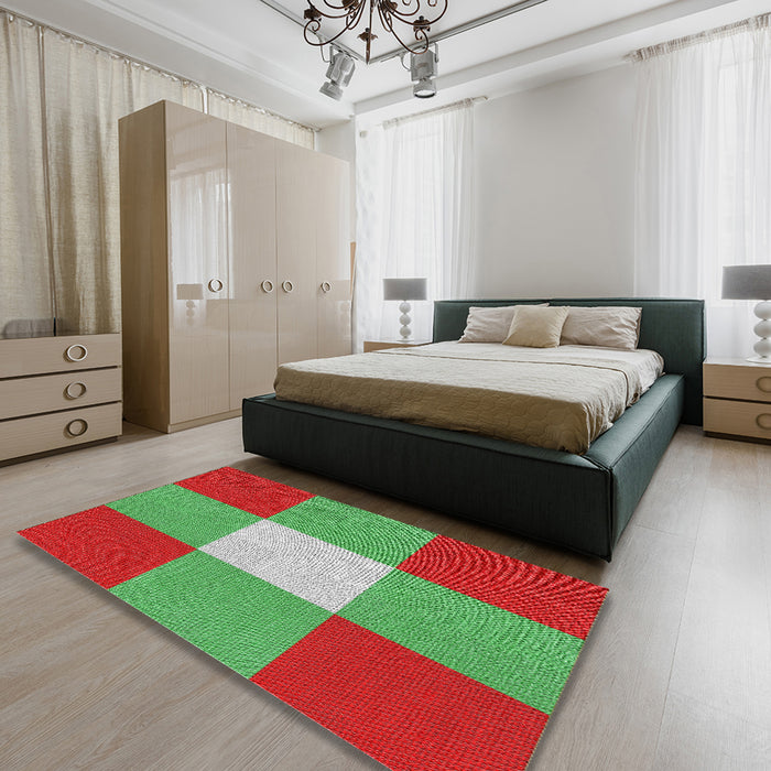 Patterned Green Novelty Rug in a Bedroom, pat723