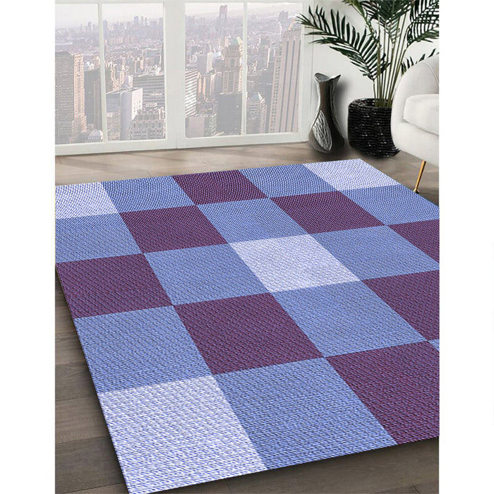 Patterned Deep Periwinkle Purple Rug in Family Room, pat724blu