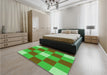 Patterned Neon Green Rug in a Bedroom, pat724grn