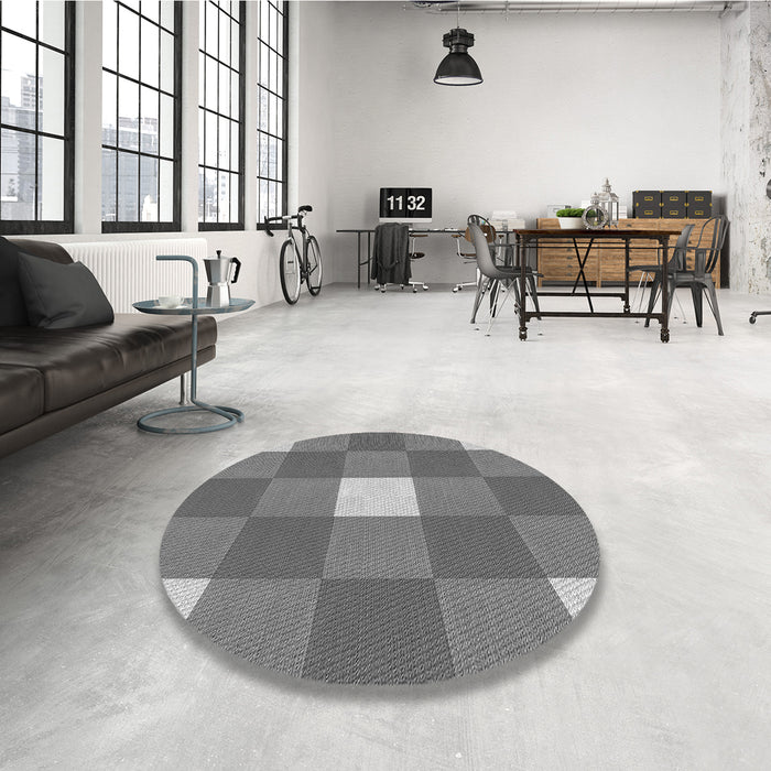 Round Patterned Ash Gray Rug in a Office, pat724gry