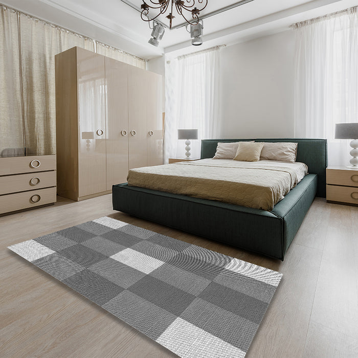 Patterned Ash Gray Rug in a Bedroom, pat724gry