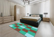 Patterned Turquoise Green Rug in a Bedroom, pat724lblu