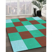 Patterned Turquoise Green Rug, pat724lblu