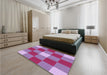 Patterned Medium Violet Red Pink Rug in a Bedroom, pat724pur