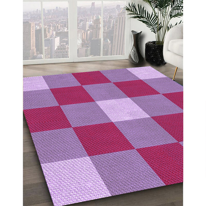 Machine Washable Transitional Medium Violet Red Pink Rug in a Family Room, wshpat724pur