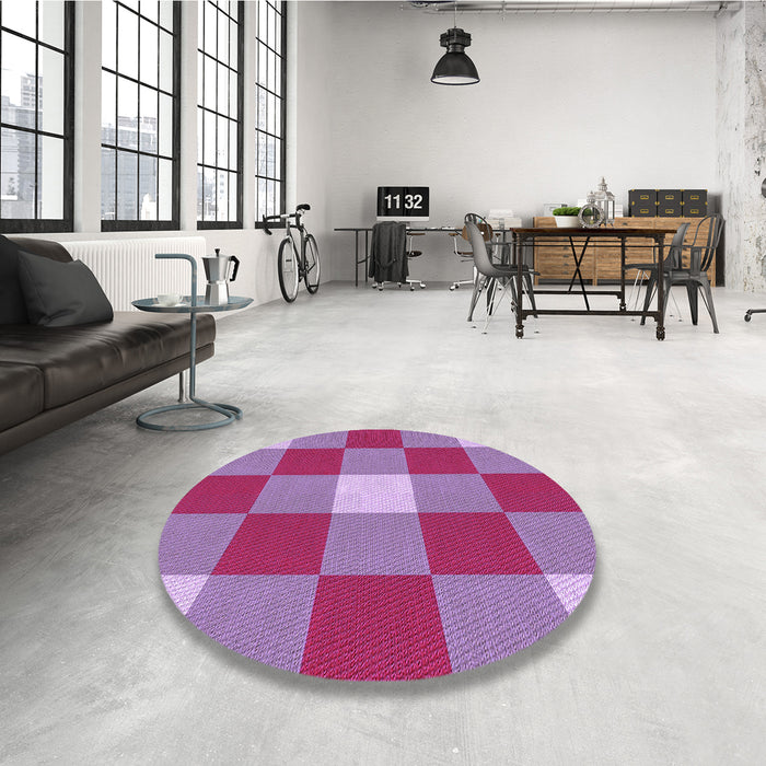 Round Patterned Medium Violet Red Pink Rug in a Office, pat724pur