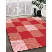 Patterned Neon Red Rug, pat724rd