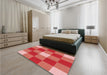 Patterned Neon Red Rug in a Bedroom, pat724rd