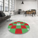 Round Patterned Green Novelty Rug in a Office, pat724