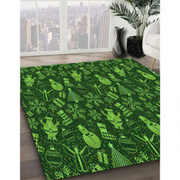 Patterned Dark Forest Green Rug, pat725grn