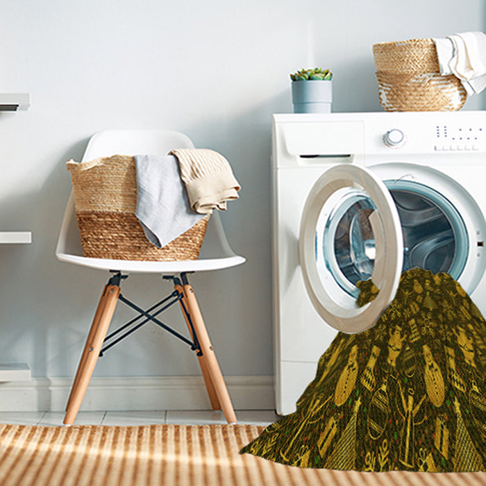 Machine Washable Transitional Black Brown Rug in a Washing Machine, wshpat725yw