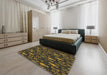 Patterned Mid Gray Novelty Rug in a Bedroom, pat725