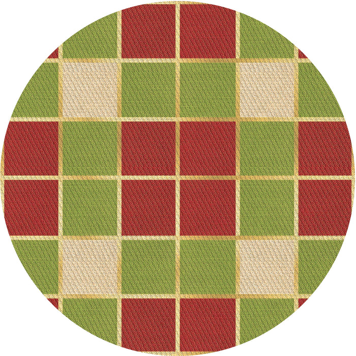 Square Patterned Green Rug, pat726brn