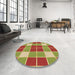 Round Patterned Green Rug in a Office, pat726brn