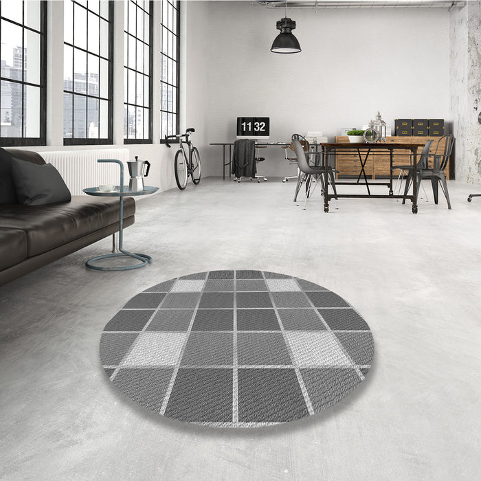 Round Patterned Ash Gray Rug in a Office, pat726gry