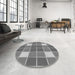 Round Patterned Ash Gray Rug in a Office, pat726gry