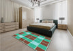 Patterned Turquoise Green Rug in a Bedroom, pat726lblu