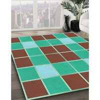 Patterned Turquoise Green Rug, pat726lblu