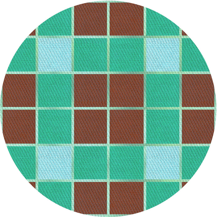Square Patterned Turquoise Green Rug, pat726lblu