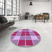 Round Patterned Pink Rug in a Office, pat726pur