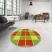 Round Patterned Pistachio Green Rug in a Office, pat726yw