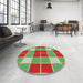 Round Patterned Green Novelty Rug in a Office, pat726