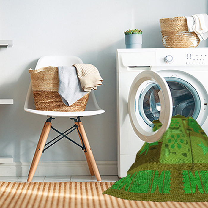 Machine Washable Transitional Olive Green Rug in a Washing Machine, wshpat727grn