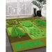 Machine Washable Transitional Olive Green Rug in a Family Room, wshpat727grn