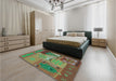 Patterned Green Rug in a Bedroom, pat727lblu