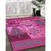 Patterned Neon Pink Rug in Family Room, pat727pur