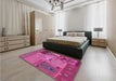 Patterned Neon Pink Rug in a Bedroom, pat727pur