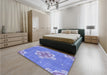 Patterned Denim Blue Rug in a Bedroom, pat728blu