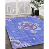 Patterned Denim Blue Rug, pat728blu