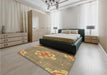 Patterned Light Brown Rug in a Bedroom, pat728brn