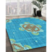 Machine Washable Transitional Blue Ivy Blue Rug in a Family Room, wshpat728lblu