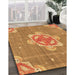 Patterned Orange Rug in Family Room, pat728org