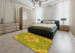 Patterned Dark Bisque Brown Rug in a Bedroom, pat728yw