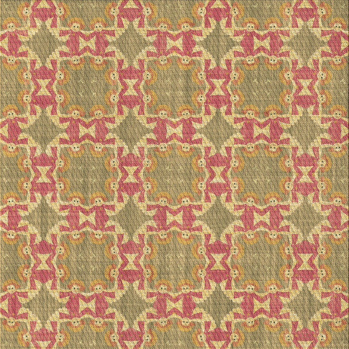 Round Patterned Metallic Gold Rug, pat729brn