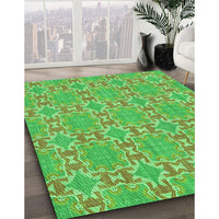 Patterned Neon Green Rug, pat729grn